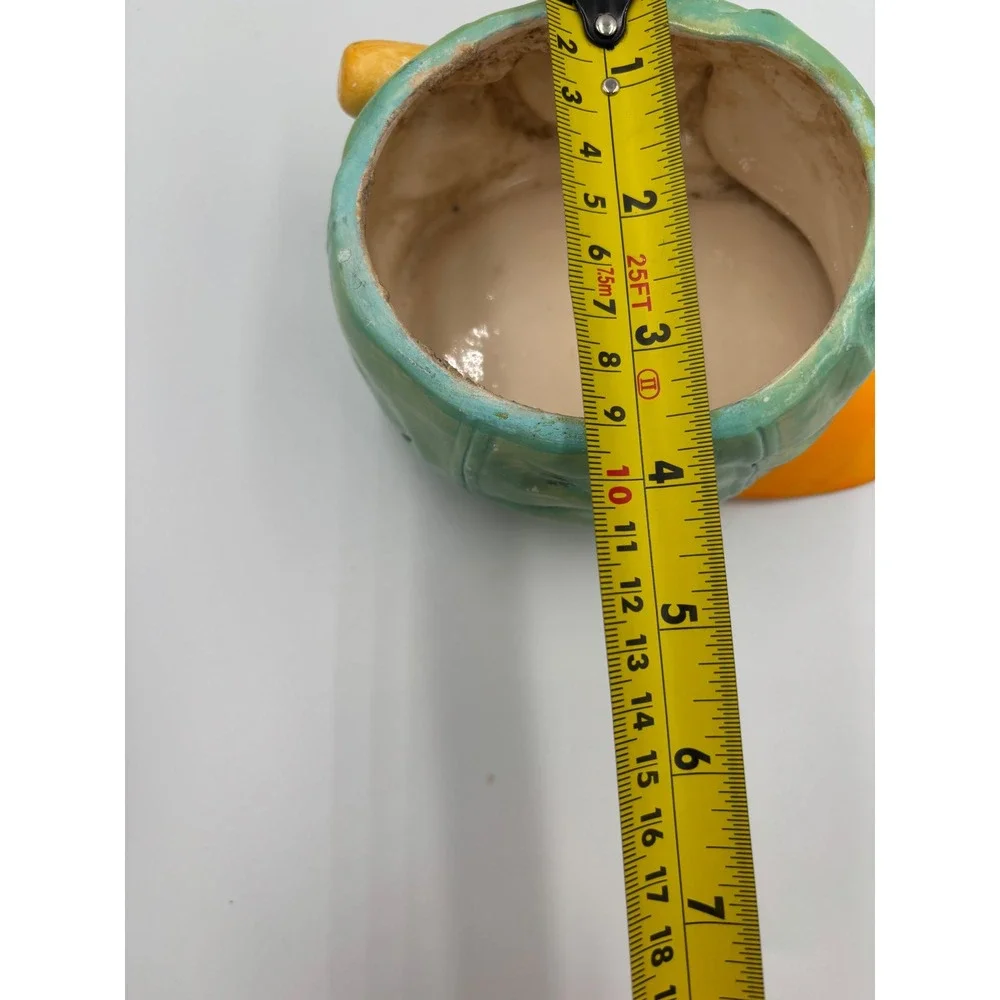 Vintage Japan Baseball Cap Ceramic Planter Teal Orange Glove‎ Bat 55-124